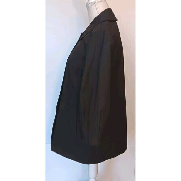 RQT Black Size Petite M Button Up Cotton Blend Blazer with 3/4" Pleated Sleeves - Picture 4 of 11